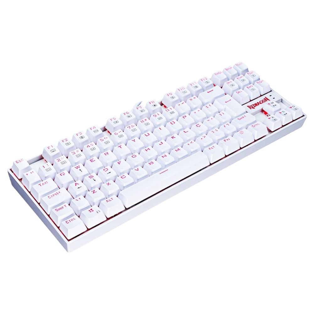 Teclado Mecânico Gamer Redragon Kumara Lunar White Switch Blue Single